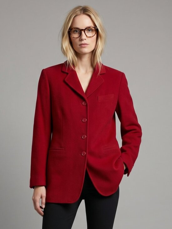 Vintage Jackets & Blazers - Wool Cashmere Blend Office Business Casual Red Blazer Power Dressing